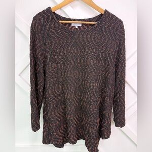 Habitat Clothes To Live In Textured Knit Tunic Top Black Multicolor Pattern Sz L